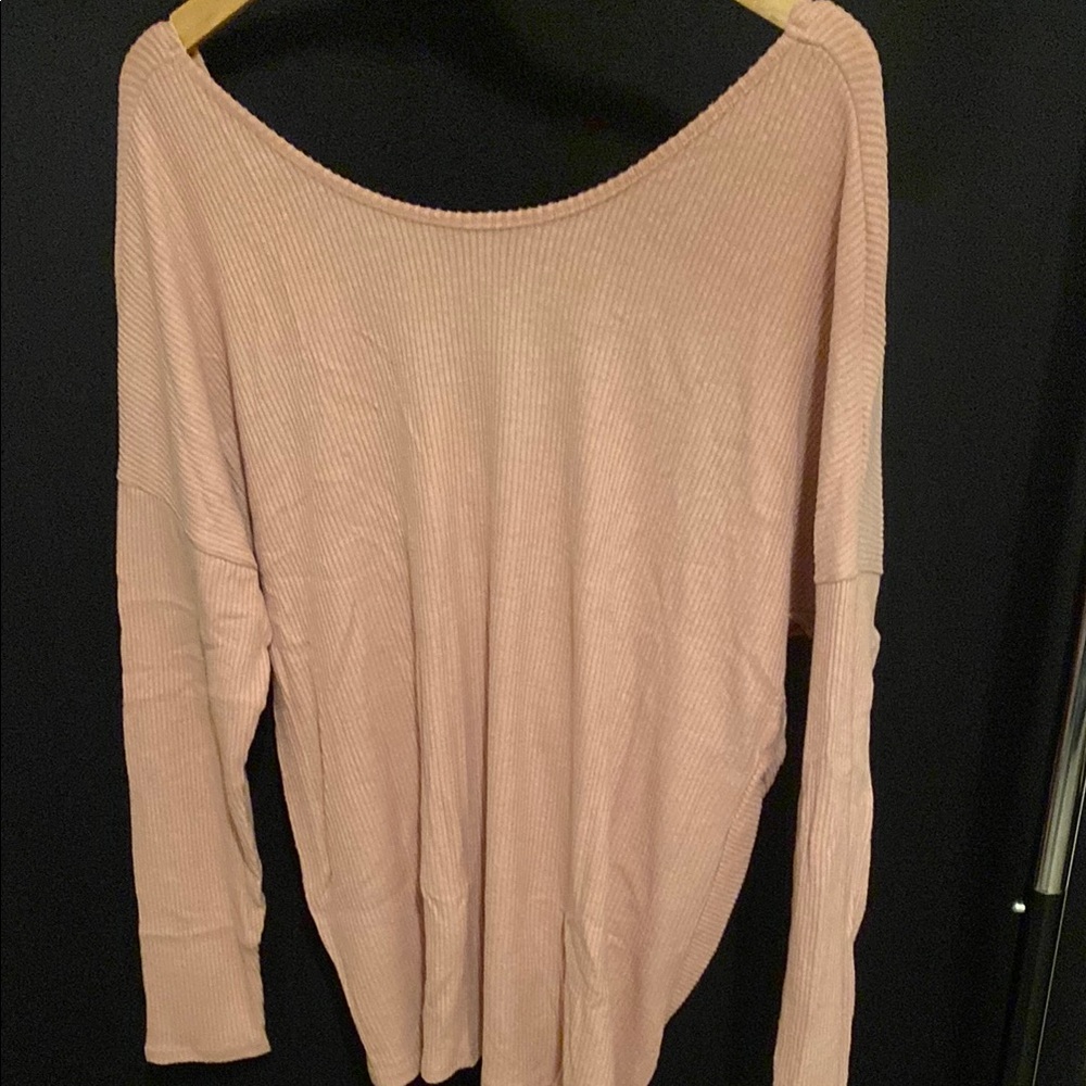 Pink Ribbed Long Sleeve Top